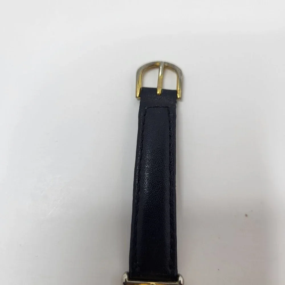 LA Express Watch Women Gold Stainless Steel Batt Black Leather‎ Band Quartz